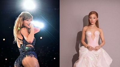 Taylor Swift's fans are upset with Ariana Grande for her continued association with Scooter Braun, following Swift's feud over her music rights. (@taylorswift/Instagram, @arianagrande/Instagram) Taylor Swift's fans are upset with Ariana Grande for her continued association with Scooter Braun, following Swift's feud over her music rights. (@taylorswift/Instagram, @arianagrande/Instagram)