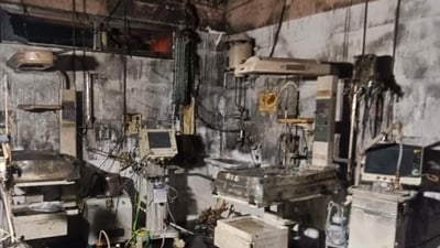 The devastating fire in the neonatal intensive care unit of Jhansi’s Maharani Lakshmi Bai Medical College a week ago. (File Photo) (HT_PRINT)
