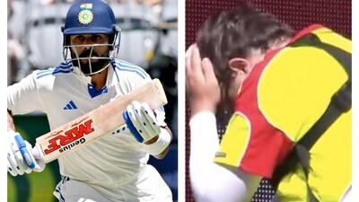 Virat Kohli's six hit a security guard in Perth