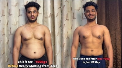 Dhruv tayal shared snippets from his weight transformation. (Instagram/@yourfitnesshommie) Dhruv tayal shared snippets from his weight transformation. (Instagram/@yourfitnesshommie)