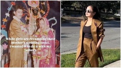 A woman ditched her mom's wedding saree and instead revamped her dad's wedding suit.
