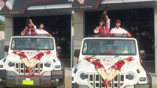 Madhya Pradesh man faced backlash for firing rifle shots in celebration of his new Thar. (Instagram/yashpal_singh_panwar_nalkheda)