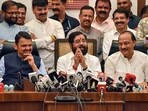 Maharashtra chief minister Eknath Shinde with deputy CMs Ajit Pawar and Devendra Fadnavis. Maharashtra chief minister Eknath Shinde with deputy CMs Ajit Pawar and Devendra Fadnavis.