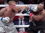 Jake Paul, 27, defeated Mike Tyson, 58, on points during their live Netflix boxing match at AT&T Stadium in Texas. Jake Paul, 27, defeated Mike Tyson, 58, on points during their live Netflix boxing match at AT&T Stadium in Texas.
