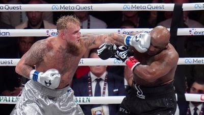 Jake Paul, 27, defeated Mike Tyson, 58, on points during their live Netflix boxing match at AT&T Stadium in Texas. (AP) Jake Paul, 27, defeated Mike Tyson, 58, on points during their live Netflix boxing match at AT&T Stadium in Texas. (AP)