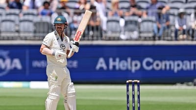 Travis Head was the highest run-getter for Australia as he fought a lone battle for them with an 89-run knock as the hosts were bundled out for 238 in the second innings. (AP) Travis Head was the highest run-getter for Australia as he fought a lone battle for them with an 89-run knock as the hosts were bundled out for 238 in the second innings. (AP)