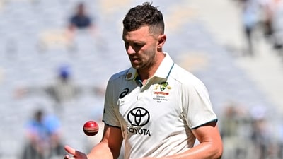 Australia's Josh Hazlewood prepares to bowl during day three of the first Test cricket match between Australia and India (AFP) Australia's Josh Hazlewood prepares to bowl during day three of the first Test cricket match between Australia and India (AFP)