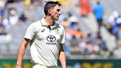 Australia's Pat Cummins prepares to bowl during the second day of the first Test cricket match between Australia and India at the Optus Stadium in Perth (AFP) Australia's Pat Cummins prepares to bowl during the second day of the first Test cricket match between Australia and India at the Optus Stadium in Perth (AFP)