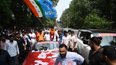 DUSU Election Result: NSUI's Rounak Khatri emerged victorious in the presidential race. (Hindustan Times) DUSU Election Result: NSUI's Rounak Khatri emerged victorious in the presidential race. (Hindustan Times)