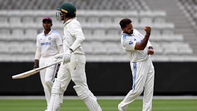 India pacer Mukesh Kumar, here celebrating a wicket for India A against Australia at Melbourne this month, was bought by Delhi Capitals for ₹8 crore in the IPL auction at Jeddah on Monday. (AFP) India pacer Mukesh Kumar, here celebrating a wicket for India A against Australia at Melbourne this month, was bought by Delhi Capitals for ₹8 crore in the IPL auction at Jeddah on Monday. (AFP)