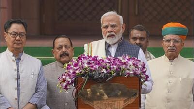 Prime Minister Narendra Modi addresses the media on the first day of the winter session of Parliament, in New Delhi, on Monday. (PTI) Prime Minister Narendra Modi addresses the media on the first day of the winter session of Parliament, in New Delhi, on Monday. (PTI)