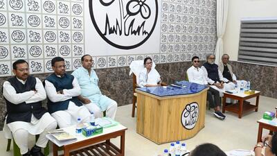 TMC chairperson and chief minister Mamata Banerjee withTMC national general secretary Abhishek Banerjee and others at a core committee meeting at Kalighat residence in Kolkata on November 25. (X/AITCofficial) TMC chairperson and chief minister Mamata Banerjee withTMC national general secretary Abhishek Banerjee and others at a core committee meeting at Kalighat residence in Kolkata on November 25. (X/AITCofficial)