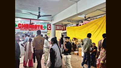 Two chemists have vacated the shops due to an inability to generate enough income to meet the  ₹17 lakh per month, which goes up to  ₹20-21 lakh after taxes. (HT Photo)