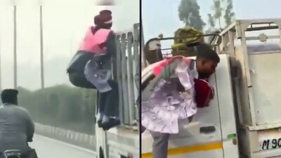 A groom in Uttar Pradesh climbed a mini-truck in his pursuit of a thief