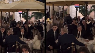 Barron Trump enjoys Thanksgiving dinner with Melania and Donald Trump (Pic- “@karinasafarovacoaching” via Instagram stories) Barron Trump enjoys Thanksgiving dinner with Melania and Donald Trump (Pic- “@karinasafarovacoaching” via Instagram stories)