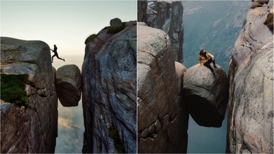 Norway's Kjeragbolten offers a heart-pounding attraction for tourists. (Instagram) Norway's Kjeragbolten offers a heart-pounding attraction for tourists. (Instagram)