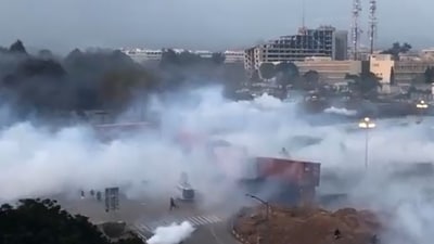 The convoys were subjected to severe tear gas bombardment in the vicinity of the Ghazi Barotha Canal, Chach Interchange, and Attock Bridge. The convoys were subjected to severe tear gas bombardment in the vicinity of the Ghazi Barotha Canal, Chach Interchange, and Attock Bridge.