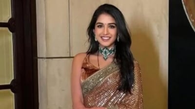 Radhika Merchant's sequin saree stood out with its stunning interplay of textures. (Instagram) Radhika Merchant's sequin saree stood out with its stunning interplay of textures. (Instagram)