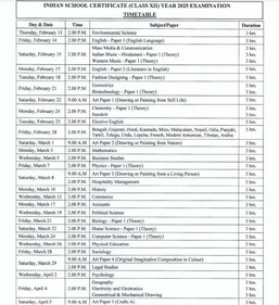 ISC exam 2025 date sheet. ISC exam 2025 date sheet.