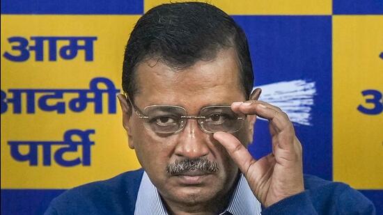 Delhi chief minister Atishi and AAP national convener Arvind Kejriwal at a press conference in New Delhi on Monday. (PTI)