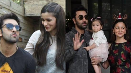 Ranbir Kapoor with Alia Bhatt and daugther Raha