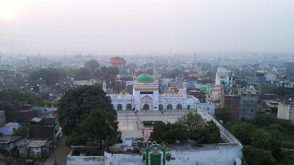 An aerial view of the Shahi Jama Masjid, in Sambhal on Sunday (ANI) An aerial view of the Shahi Jama Masjid, in Sambhal on Sunday (ANI)
