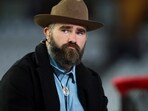 Nov 18, 2024; Arlington, Texas, USA;  ESPN personality and former Philadelphia Eagles center Jason Kelce on set before the game between the Dallas Cowboys and Houston Texans at AT&T Stadium. Mandatory Credit: Kevin Jairaj-Imagn Images