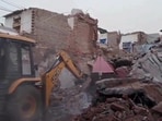 Three houses collapsed in Madhya Pradesh's Morena district after an explosion. (Screengrab) Three houses collapsed in Madhya Pradesh's Morena district after an explosion. (Screengrab)