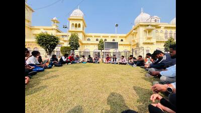 A discussion among students underway on Constitution Day on Tuesday (Sourced) A discussion among students underway on Constitution Day on Tuesday (Sourced)