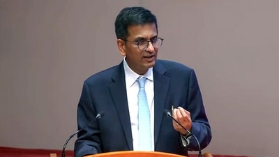 Former Chief Justice of India (CJI) DY Chandrachud delivering his retirement farewell speech. (ANI file photo) Former Chief Justice of India (CJI) DY Chandrachud delivering his retirement farewell speech. (ANI file photo)
