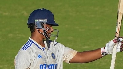 India's Vaibhav Suryavanshi celebrates his half century during the first day of the 1st unofficial Test in Chennai. (PTI) India's Vaibhav Suryavanshi celebrates his half century during the first day of the 1st unofficial Test in Chennai. (PTI)