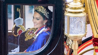 Princess of Wales Kate Middleton, is seen at The Mall opposite to Marlborough road, following Britain's King Charles' coronation ceremony. (Reuters)