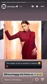 Diet Sabya shared Kriti's video clip on his recent Instagram story. Diet Sabya shared Kriti's video clip on his recent Instagram story.
