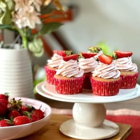 The strawberry cupcakes made by homebaker Anannya Borgohain The strawberry cupcakes made by homebaker Anannya Borgohain