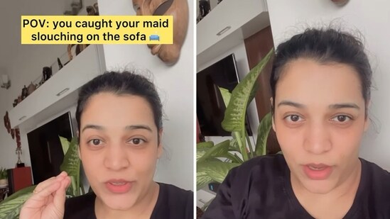 People weren’t happy with the Indian woman’s complaint video about her maid in Dubai sitting on her sofa. (Instagram/@anamika.rana.vlogs)