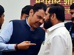 Eknath Shinde in a conversation with CM Devendra Fadnavis during a press conference in Mumbai. (ANI Photo)
Eknath Shinde in a conversation with CM Devendra Fadnavis during a press conference in Mumbai. (ANI Photo)