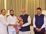 Mumbai: Maharashtra Governor C.P. Radhakrishnan being greeted by Shiv Sena leader Eknath Shinde as BJP leader Devendra Fadnavis and NCP leader Ajit Pawar look on, in Mumbai, Tuesday, Nov. 26, 2024. Shinde on Tuesday submitted his resignation as Maharashtra chief minister to the governor, who asked Shinde to act as a caretaker chief minister till a new CM is sworn in.