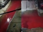 A liquid that looked like blood flooded Hyderabad streets. A liquid that looked like blood flooded Hyderabad streets.