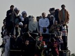 Bushra Bibi, wife of jailed former Pakistani Prime Minister Imran Khan, and supporters of Khan's party Pakistan Tehreek-e-Insaf (PTI) attend a rally demanding his release, in Islamabad, Pakistan, November 26, 2024. 