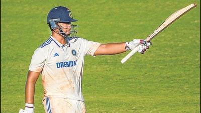 India's Vaibhav Suryavanshi celebrates his half century during an unofficial test cricket match between India U-19 and Australia U-19, at the MA Chidambaram Stadium in Chennai, in September. (PTI) India's Vaibhav Suryavanshi celebrates his half century during an unofficial test cricket match between India U-19 and Australia U-19, at the MA Chidambaram Stadium in Chennai, in September. (PTI)