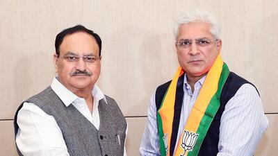 Kailash Gahlot with BJP chief JP Nadda after joining the party. (ANI/JP Nadda X) Kailash Gahlot with BJP chief JP Nadda after joining the party. (ANI/JP Nadda X)