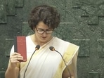 Congress leader Priyanka Gandhi taking oath as MP in Lok Sabha on Thursday, November 28 Congress leader Priyanka Gandhi taking oath as MP in Lok Sabha on Thursday, November 28