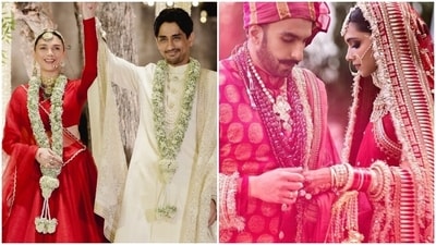 Bollywood brides who wore traditional red on their wedding day. 