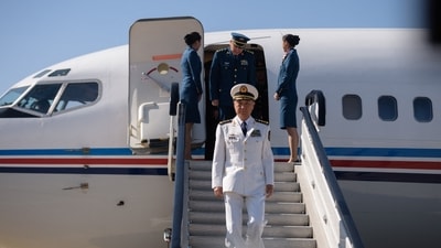 Miao Hua (C), China's director of the political affairs department of the Central Military Commission, disembarks his aircraft after arriving at Pyongyang International Airport. (AFP File) Miao Hua (C), China's director of the political affairs department of the Central Military Commission, disembarks his aircraft after arriving at Pyongyang International Airport. (AFP File)