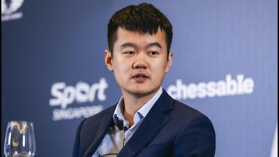 Ding Liren at a press conference after his round against D Gukesh during the FIDE World Championships in Singapore. (PTI) Ding Liren at a press conference after his round against D Gukesh during the FIDE World Championships in Singapore. (PTI)