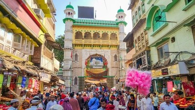 People outside the Ajmer Sharif Dargah, Shrine of Moinuddin Chishti, in Ajmer, Rajasthan. (PTI)