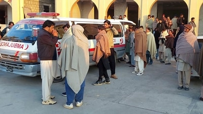 Relatives gather to collect the body of a person who was killed when gunmen fired on vehicles carrying Shia Muslims at a hospital in Parachinar, main town of Kurram district of Pakistan's northwestern Khyber Pakhtunkhwa province. (AP) Relatives gather to collect the body of a person who was killed when gunmen fired on vehicles carrying Shia Muslims at a hospital in Parachinar, main town of Kurram district of Pakistan's northwestern Khyber Pakhtunkhwa province. (AP)