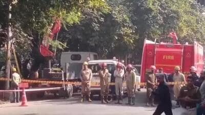 Personnel from the Delhi Fire Services at the site of the blast on Thursday. (PTI) Personnel from the Delhi Fire Services at the site of the blast on Thursday. (PTI)
