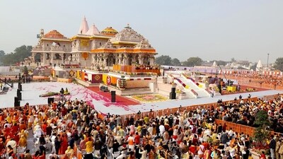 The gathering during the consecration ceremony of Ram Temple in Ayodhya on January 22 this year. (ANI) The gathering during the consecration ceremony of Ram Temple in Ayodhya on January 22 this year. (ANI)
