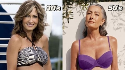 A 54-year-old model shares her then-and-now pictures in a bikini. A 54-year-old model shares her then-and-now pictures in a bikini.